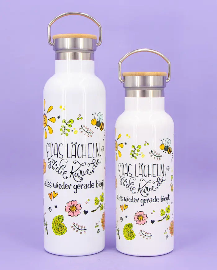 Thermosflasche Bambusdeckel "Lächeln"
