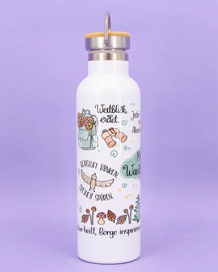 Thermosflasche Bambusdeckel "Meine Wanderflasche"