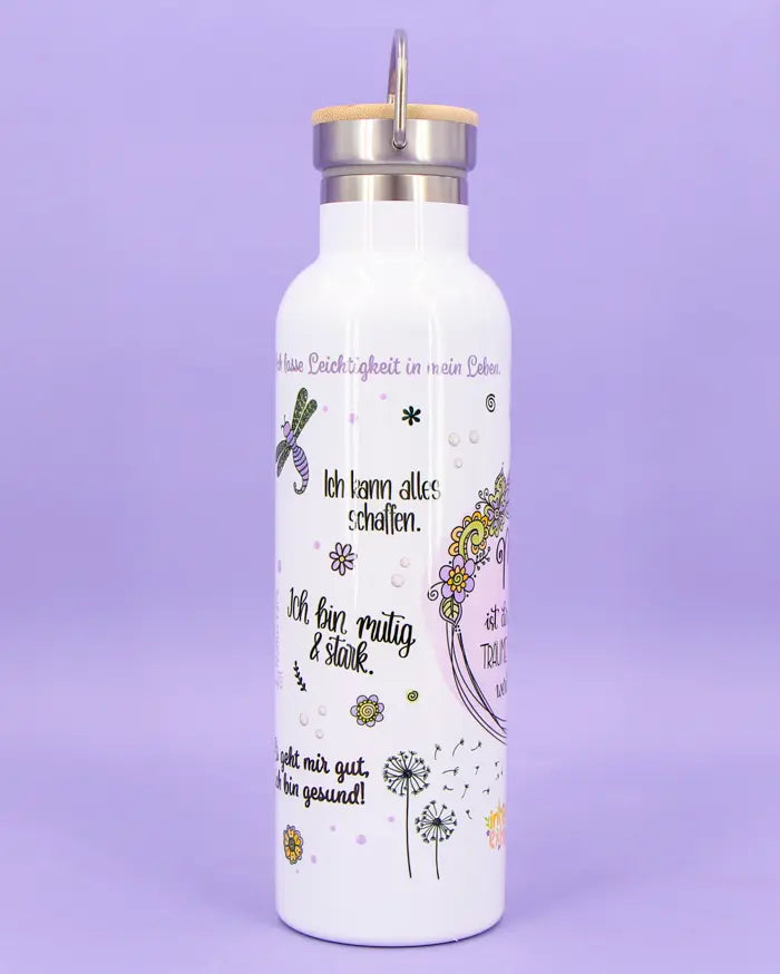 Thermosflasche Bambusdeckel "Mut"