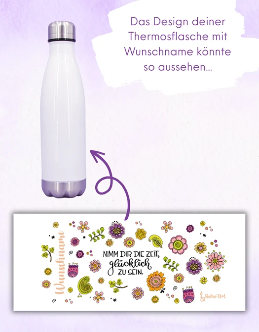 Trinkflasche lila "Nimm dir die Zeit"