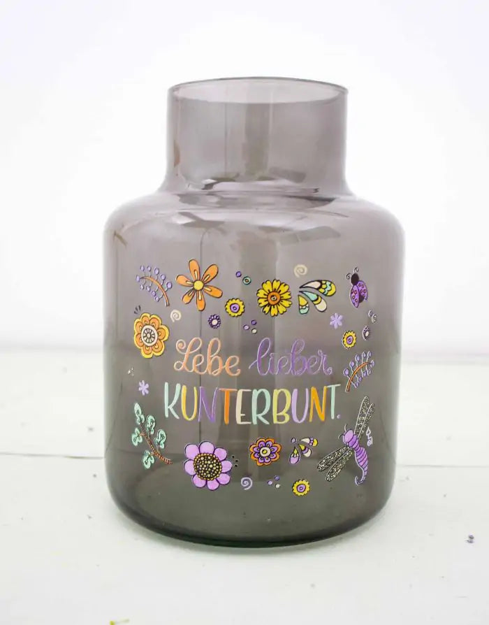 Vase "Lebe lieber kunterbunt"