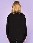 Damen Oversize Sweatshirt Black "Blumenwiese"-RollinArt