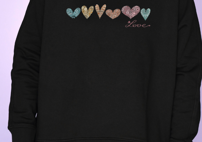 Damen Oversize Sweatshirt Black "Love"-RollinArt