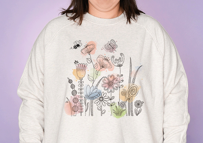Damen Oversize Sweatshirt Cream "Blumenwiese"-RollinArt