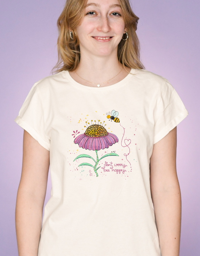 Damen T-Shirt "Bee Happy"-RollinArt