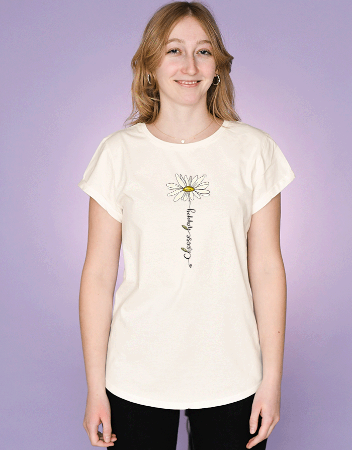 Damen T-Shirt "Gänseblümchen Choose happy"-RollinArt