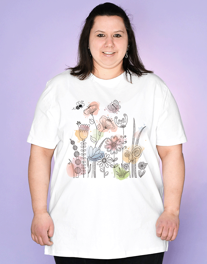 Damen T-Shirt Große Größe "Blumenwiese"-RollinArt