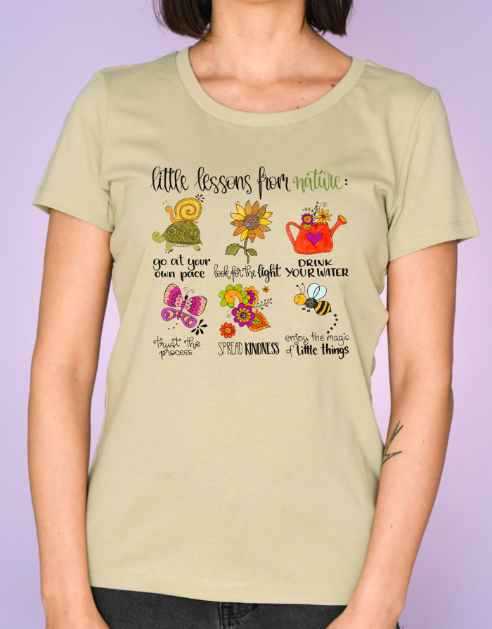 Damen T-Shirt "Little lessons from nature"-RollinArt