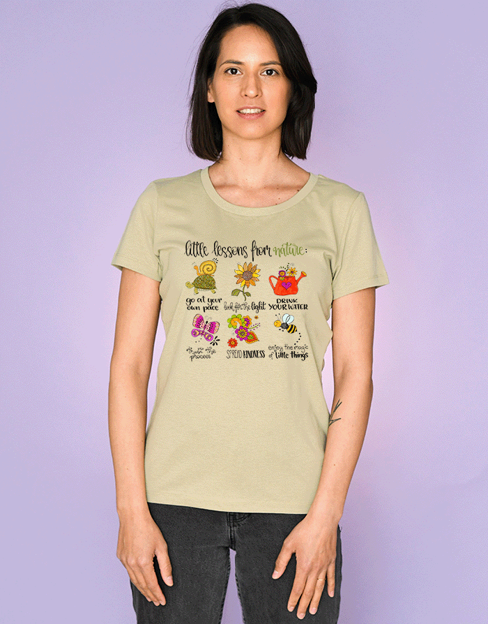 Damen T-Shirt "Little lessons from nature"-RollinArt
