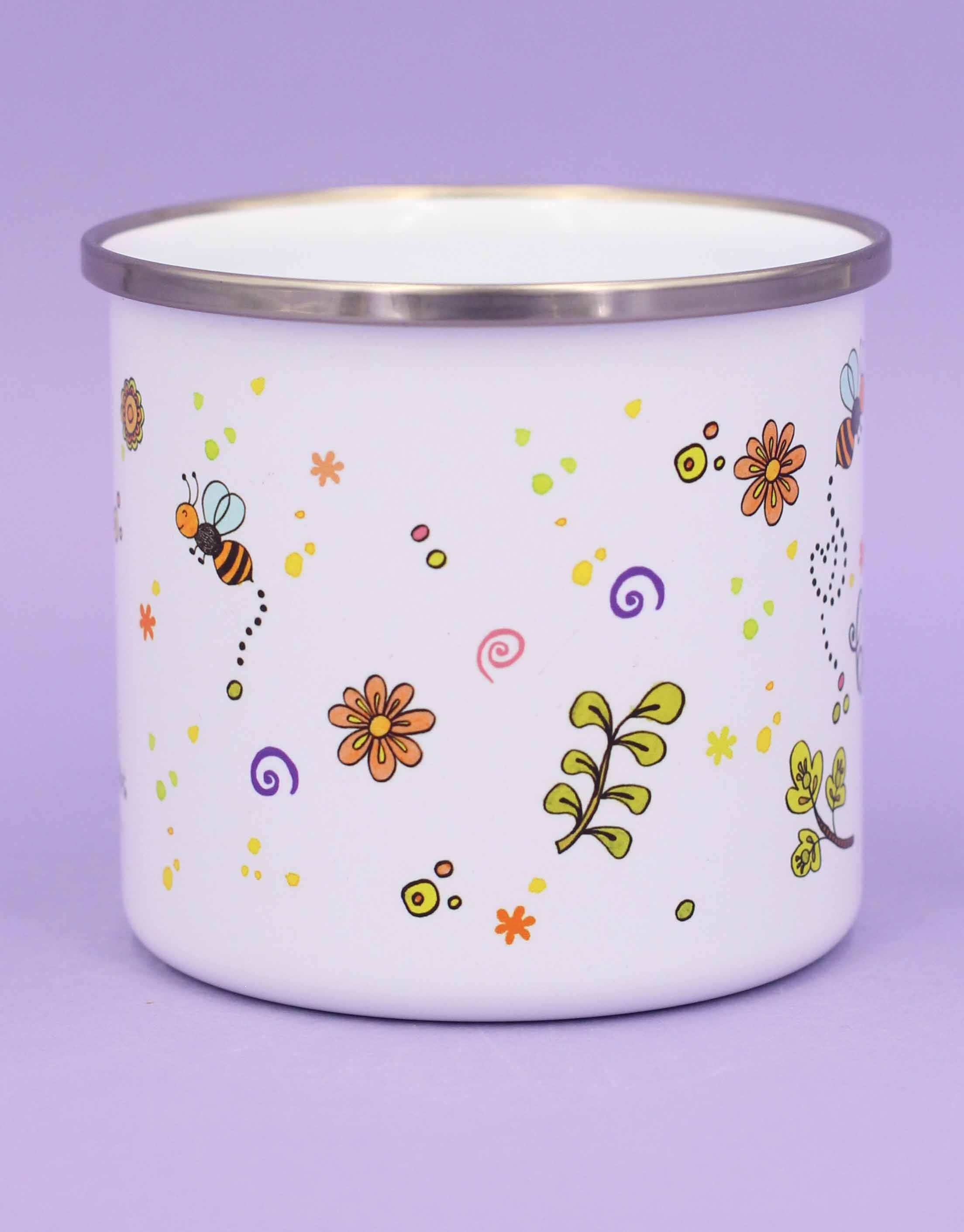 Emaille-Tasse "Bee happy"-RollinArt