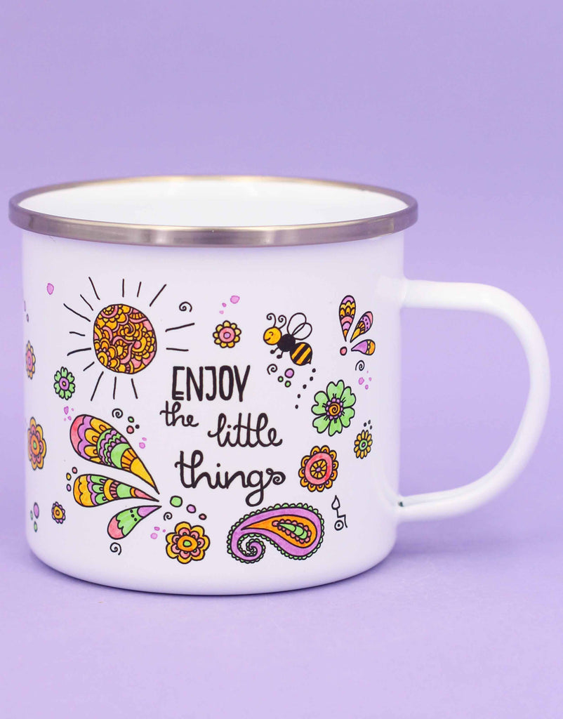 Emaille-Tasse "Enjoy the little things"-RollinArt