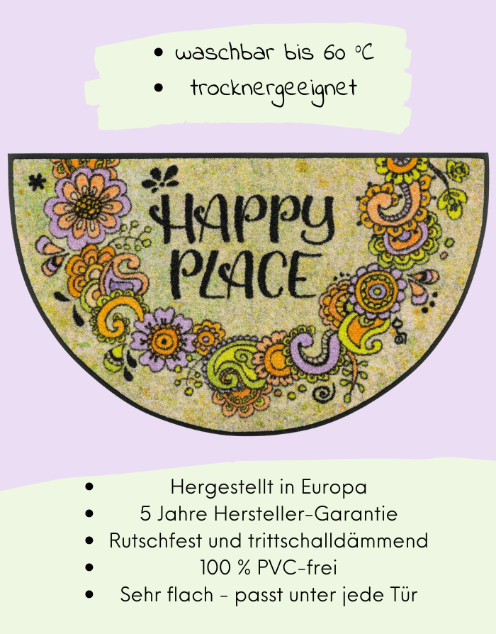 Fußmatte "Round Happy Place"-50 x 85 cm-RollinArt