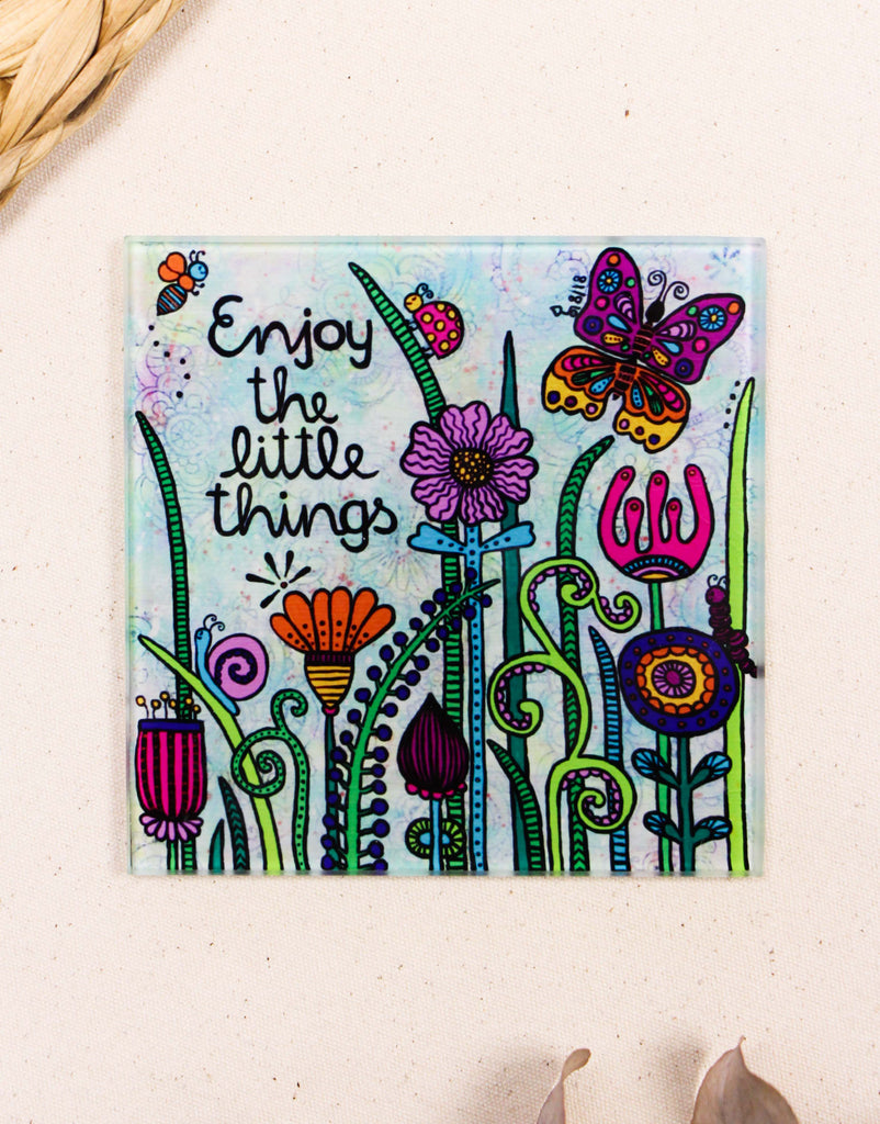 Glasuntersetzer "Enjoy the little things"-RollinArt