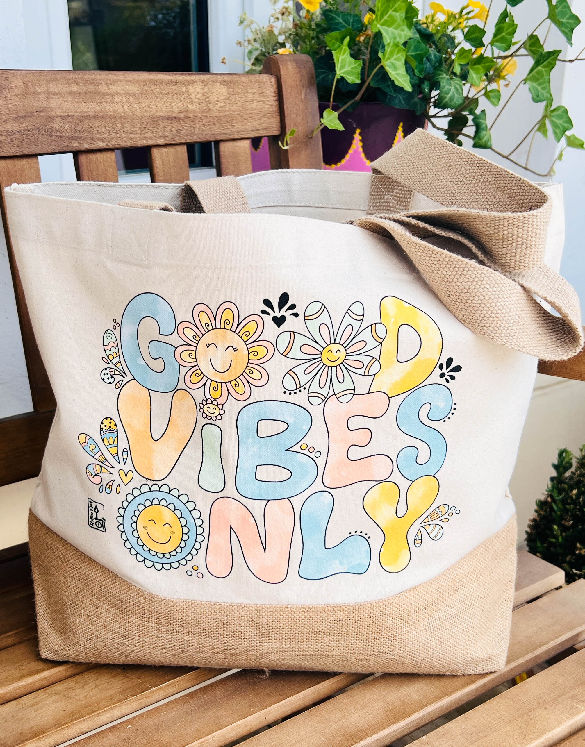Jutetasche "Good Vibes Only"-RollinArt
