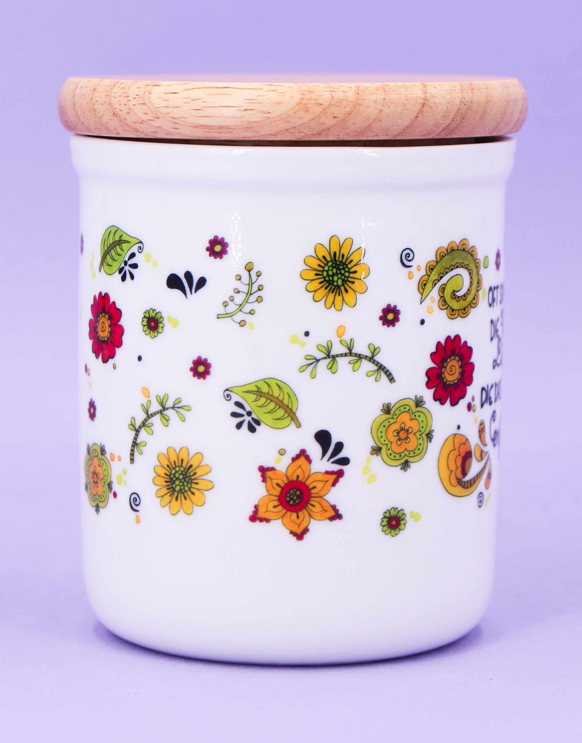 Keramikdose klein mit Holzdeckel "Die kleinen Dinge"-RollinArt