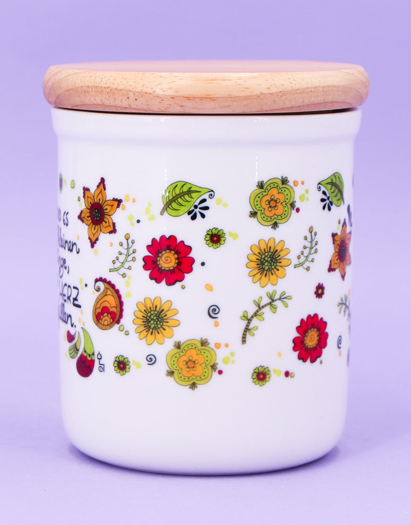 Keramikdose klein mit Holzdeckel "Die kleinen Dinge"-RollinArt
