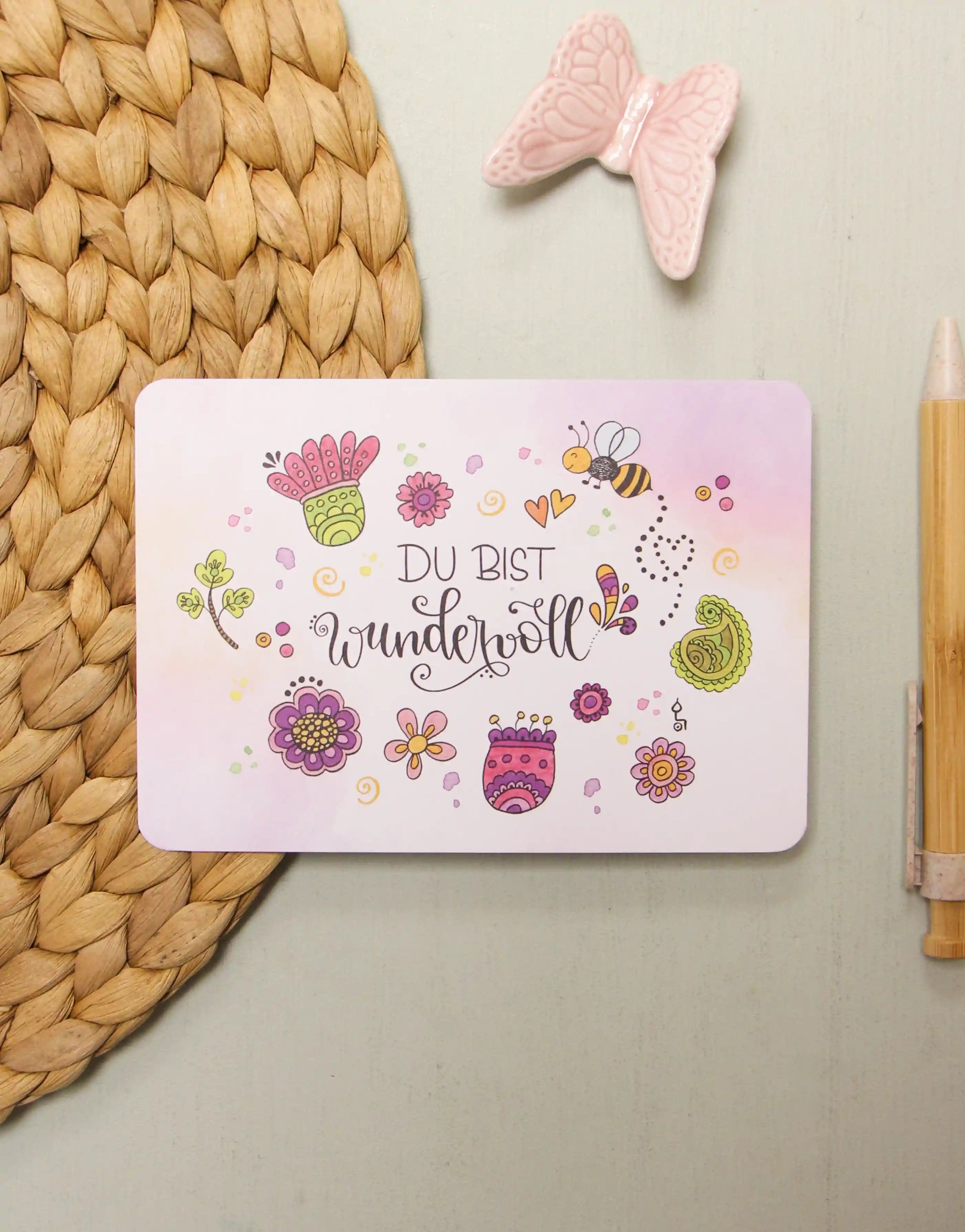 Postkarte "Du bist wundervoll"-RollinArt