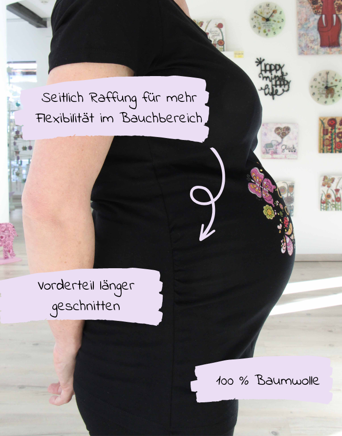 Schwangerschafts T-Shirt schwarz "Liebe im Bauch"-RollinArt